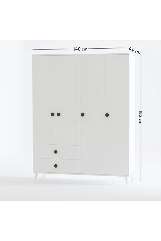 PureOpal Gardırop – 4 Kapak + 2 Çekmece